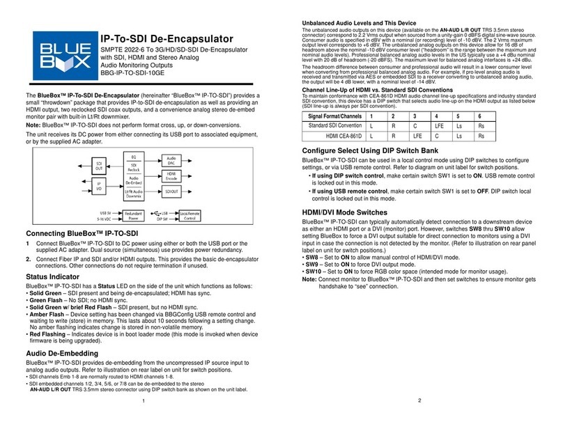 Cobalt Digital Inc BlueBox BBG-IP-TO-SDI-10GE quick start guide