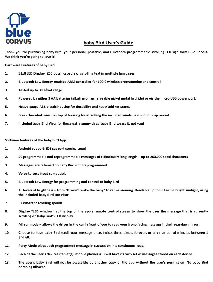 Blue Corvus baby Bird User manual