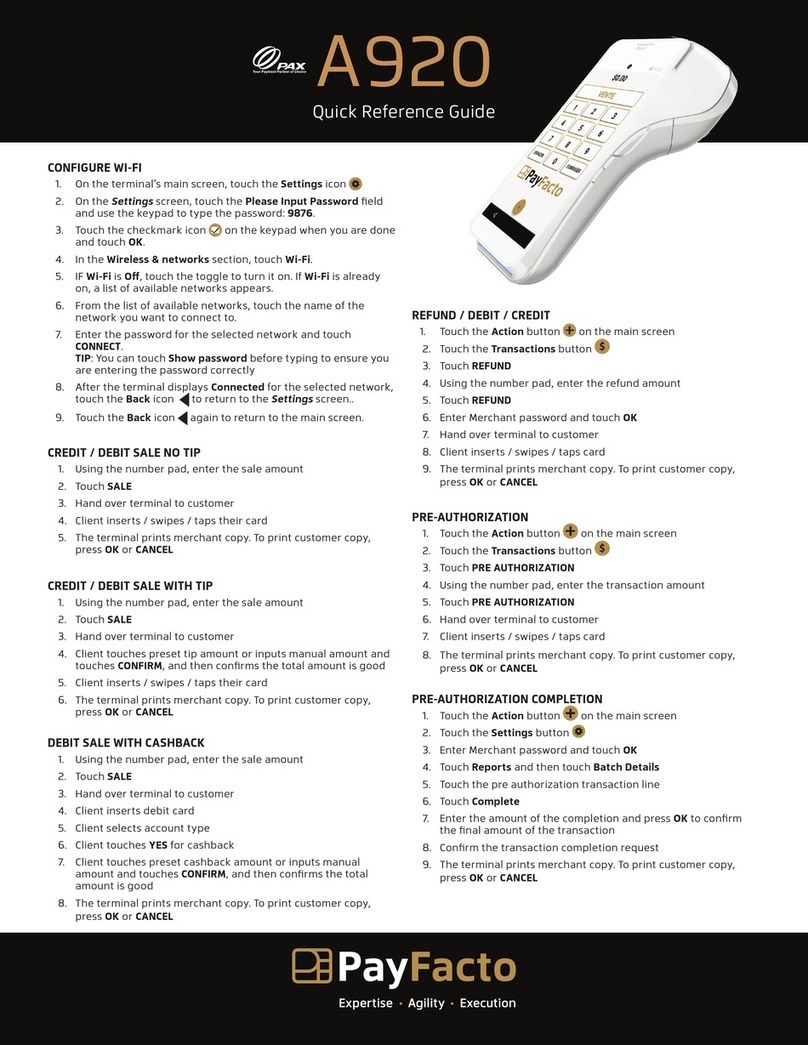 PAX A920 Quick reference guide