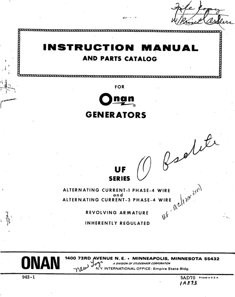 Onan UF Series Instruction manual and parts catalog