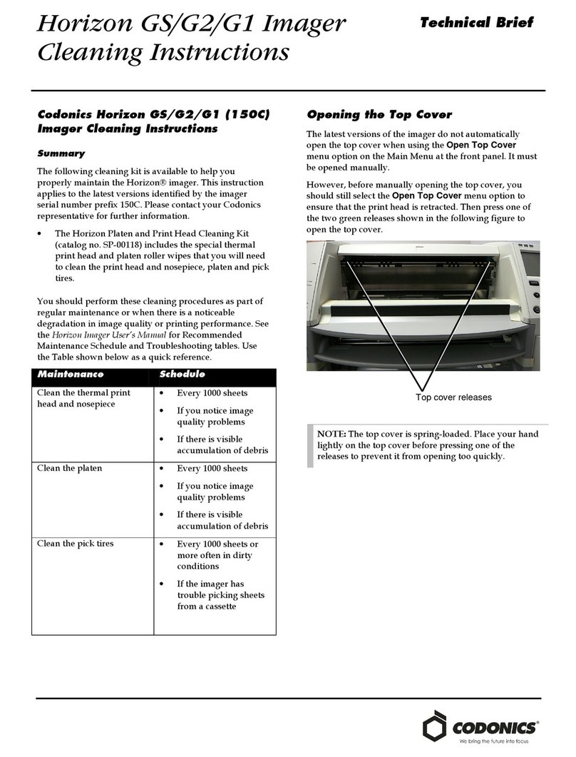 Codonics Horizon GS Cleaning instructions