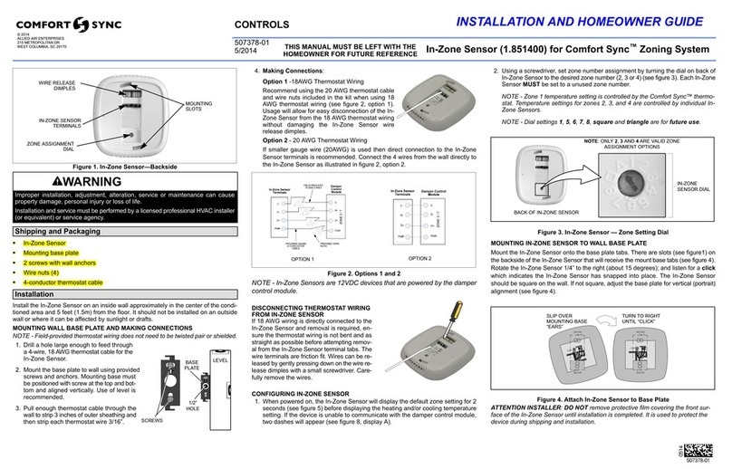 Comfort Sync 1.851400 Installation and Homeowners Guide Comfort Sync 1.851400 Installation and Homeowners Guide