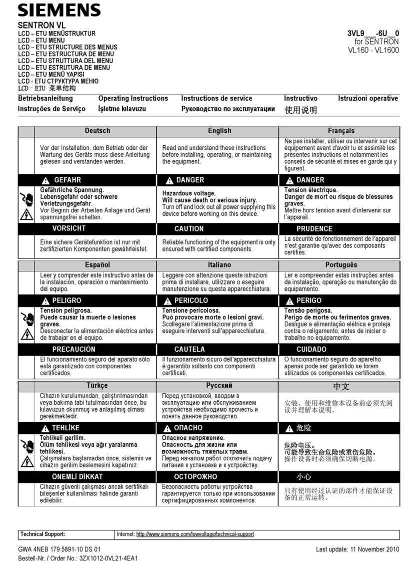 Siemens SENTRON VL operating instructions