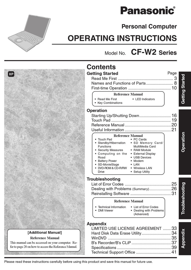Panasonic CF-W2 Series operating instructions