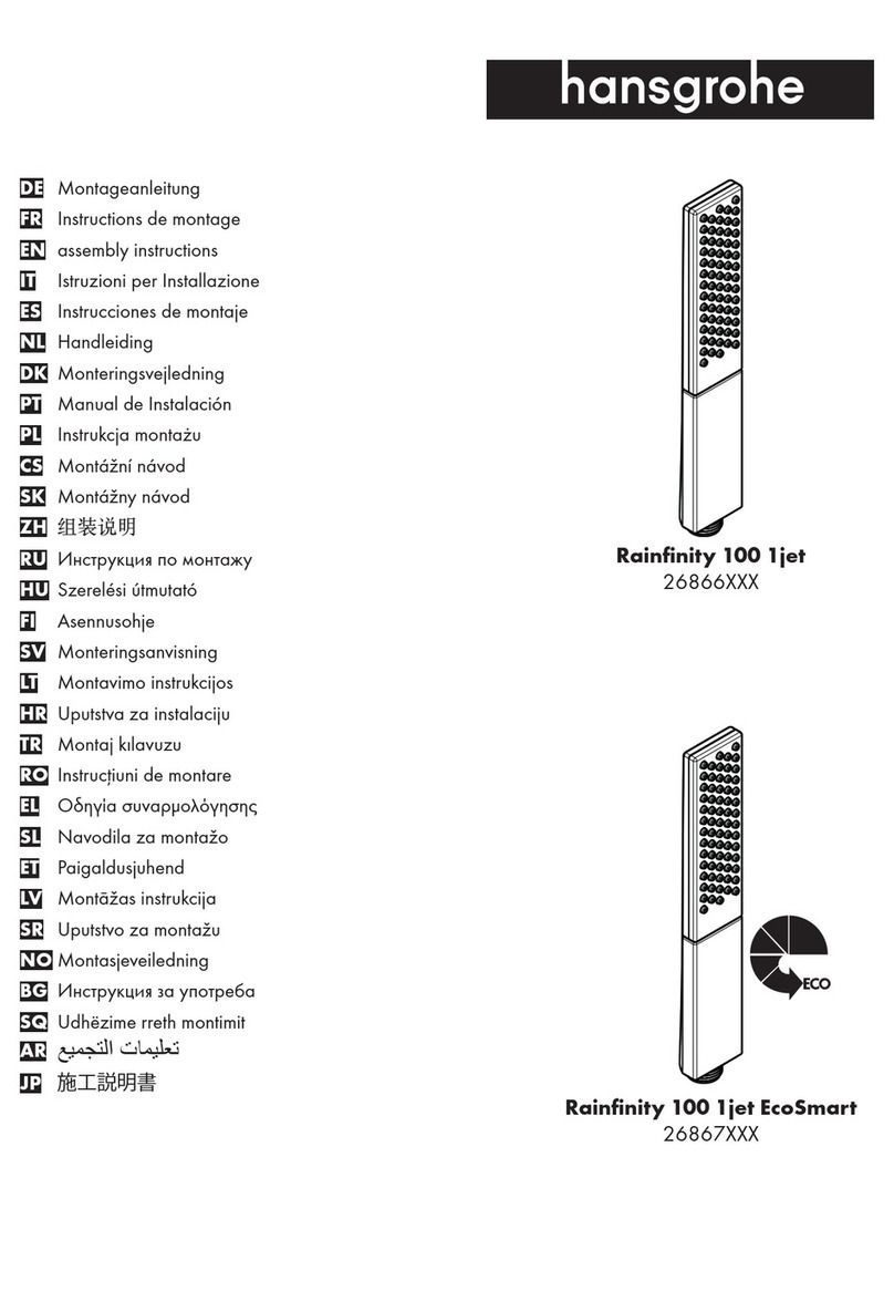 Hans Grohe Rainfinity 100 1jet 26866 Series Assembly instructions Hans Grohe Rainfinity 100 1jet 26866 Series Assembly instructions