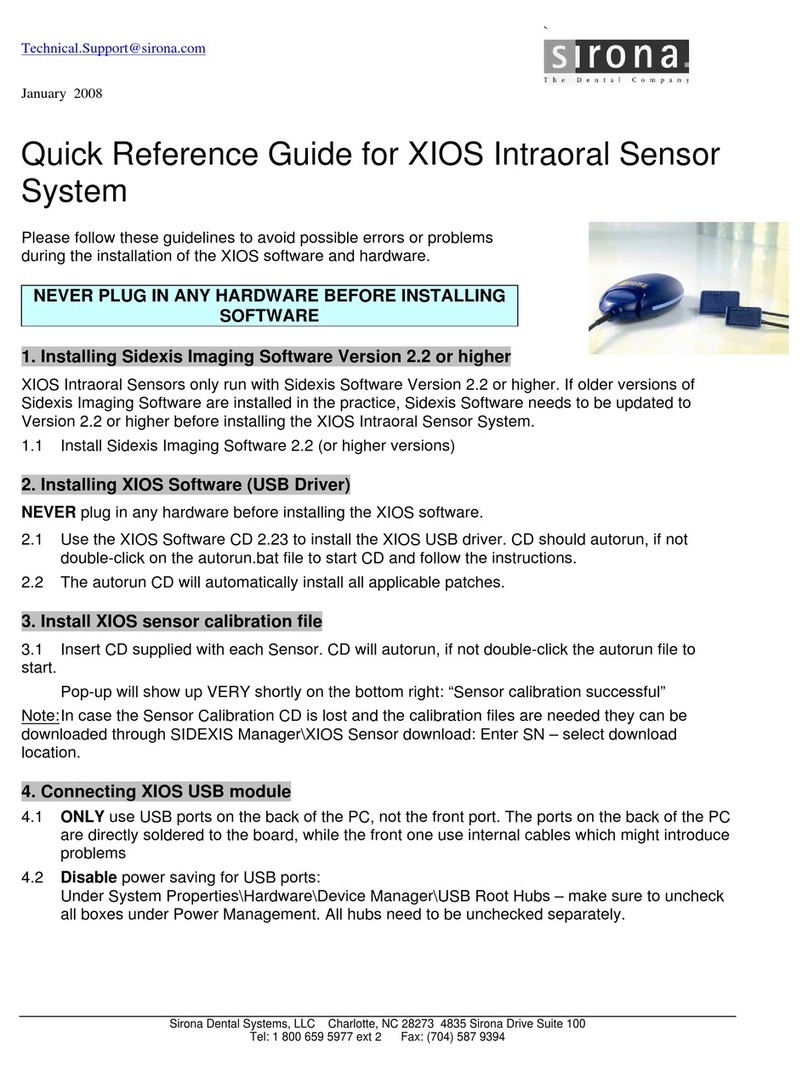 Sirona XIOS Quick reference guide