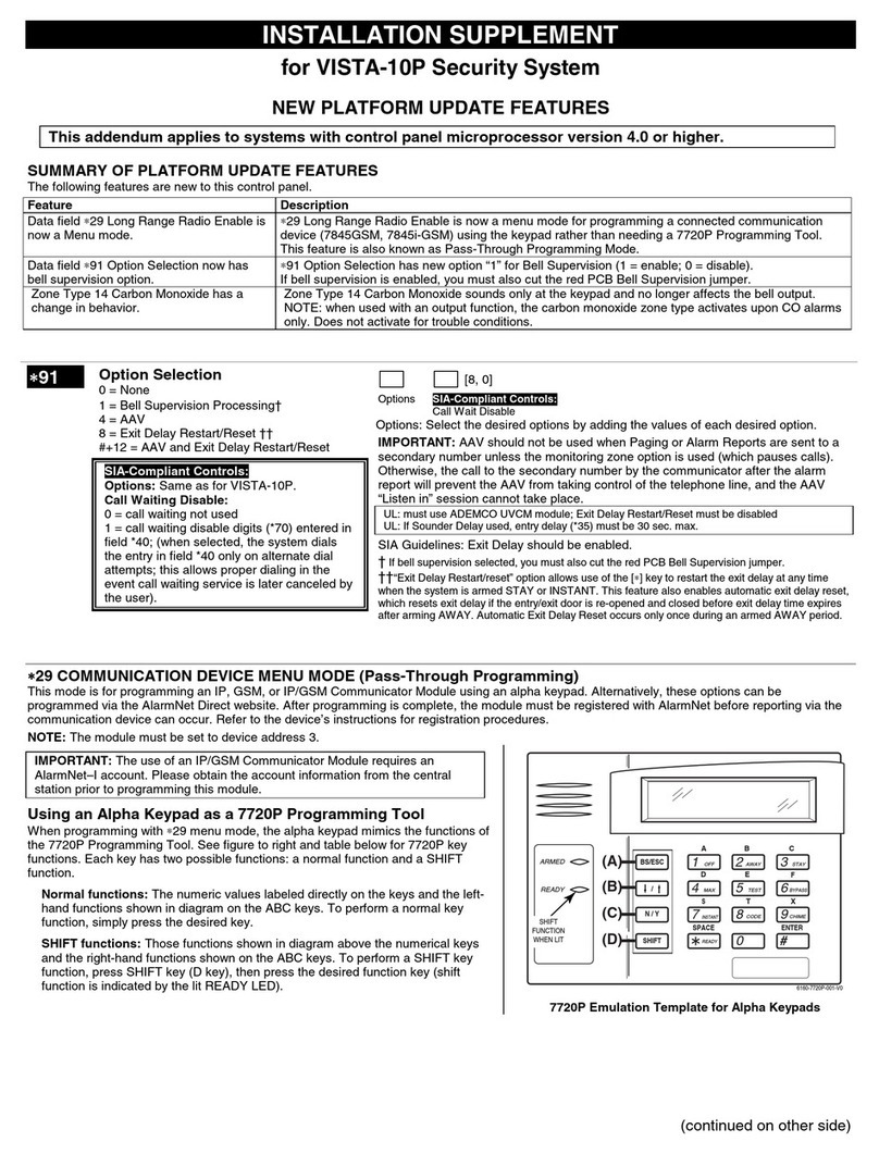 Honeywell ADEMCO VISTA-10P Owner's manual
