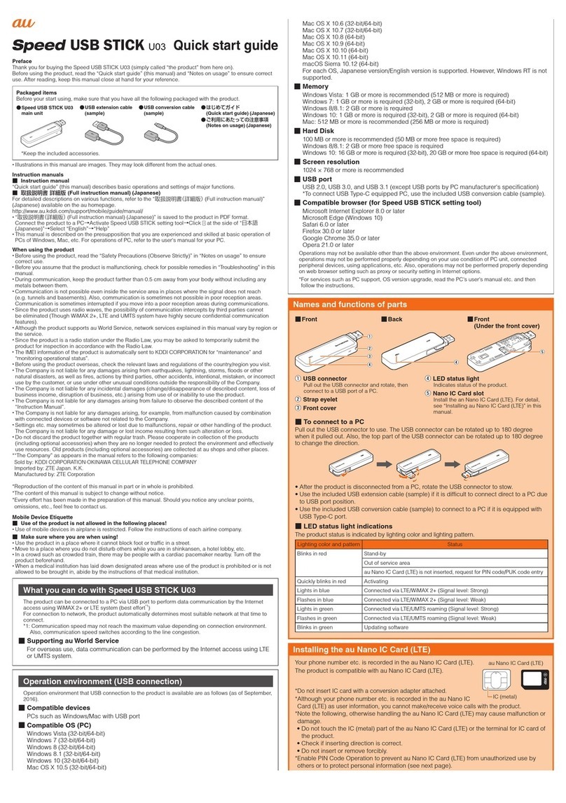 AU Speed USB STICK U03 quick start guide