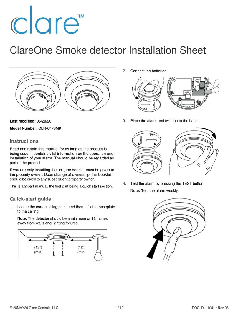 clare ClareOne CLR-C1-SMK Installation sheet