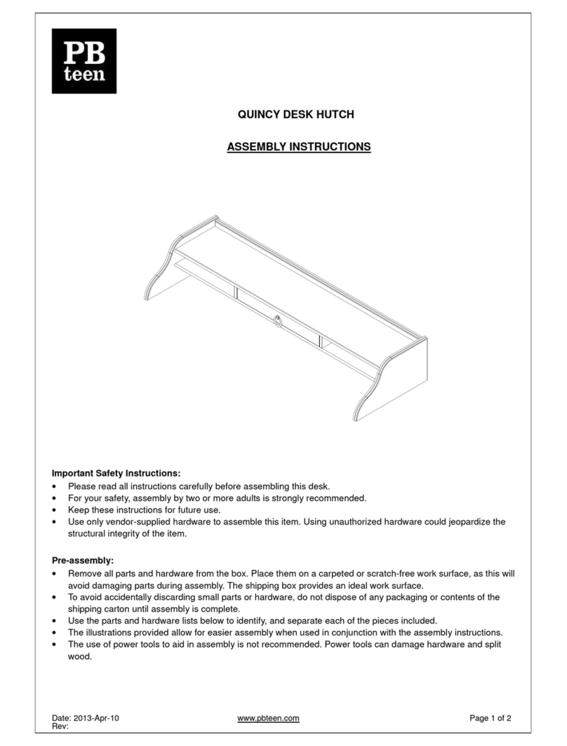 PB TEEN QUINCY DESK HUTCH Assembly instructions