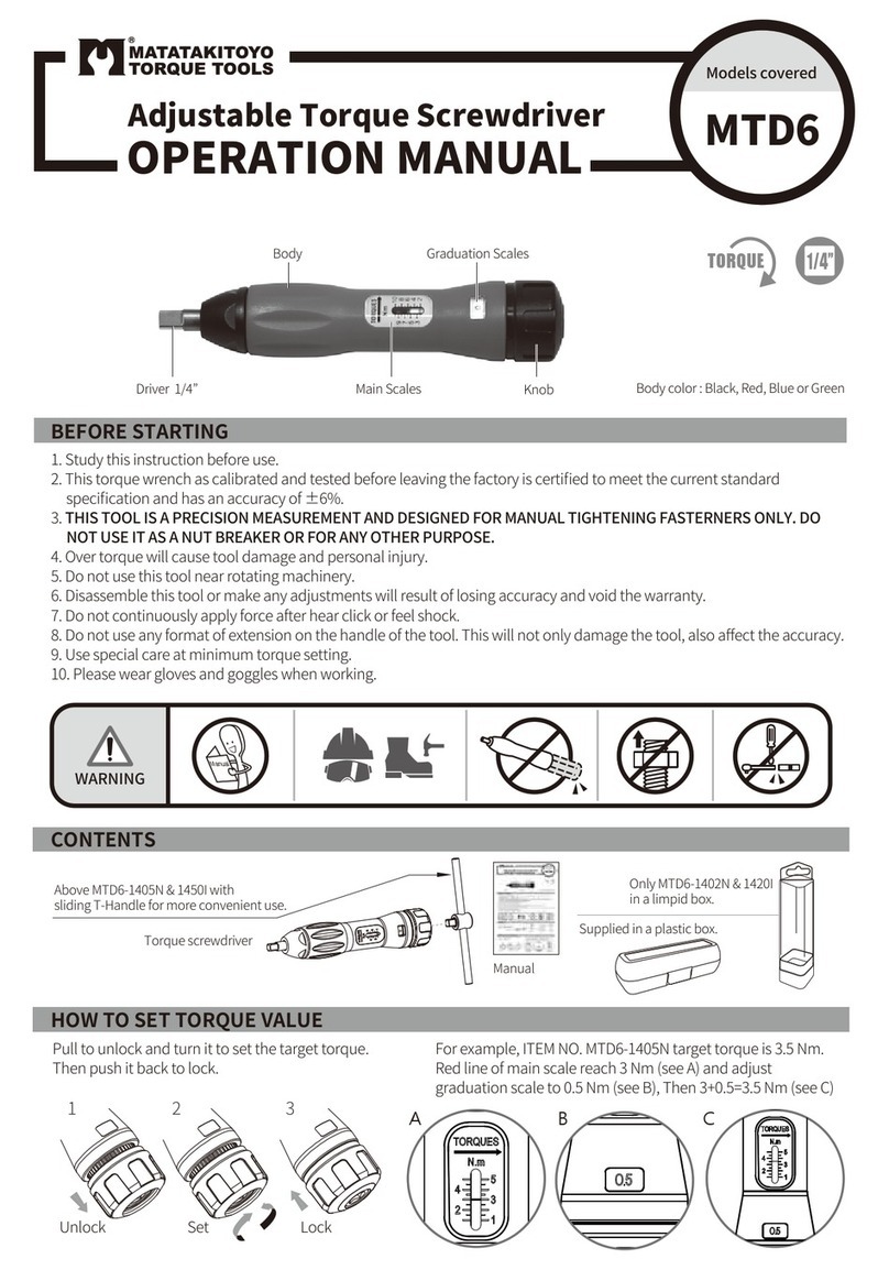 Matatakitoyo Torque Tools MTD6 Seies Operation manual