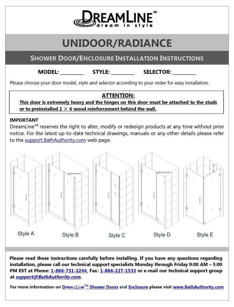 Dreamline UNIDOOR installation instructions