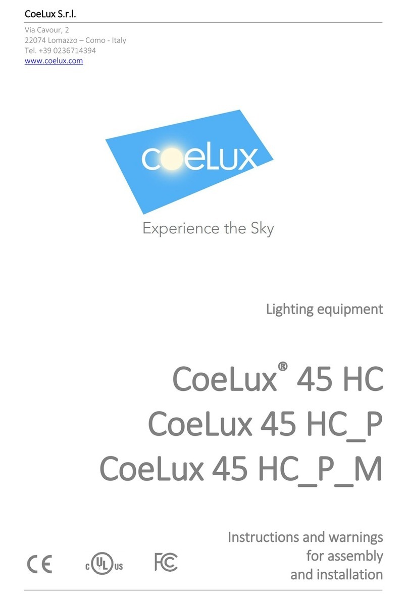 CoeLux 45 HC P Series Instructions and warnings for assembly and installation CoeLux 45 HC P Series Instructions and warnings for assembly and installation