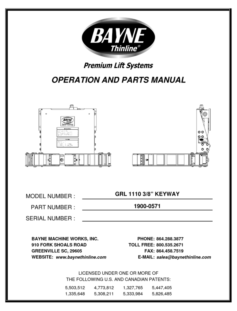 Bayne THINLINE GRL 1110 3/8" KEYWAY Operation and parts manual