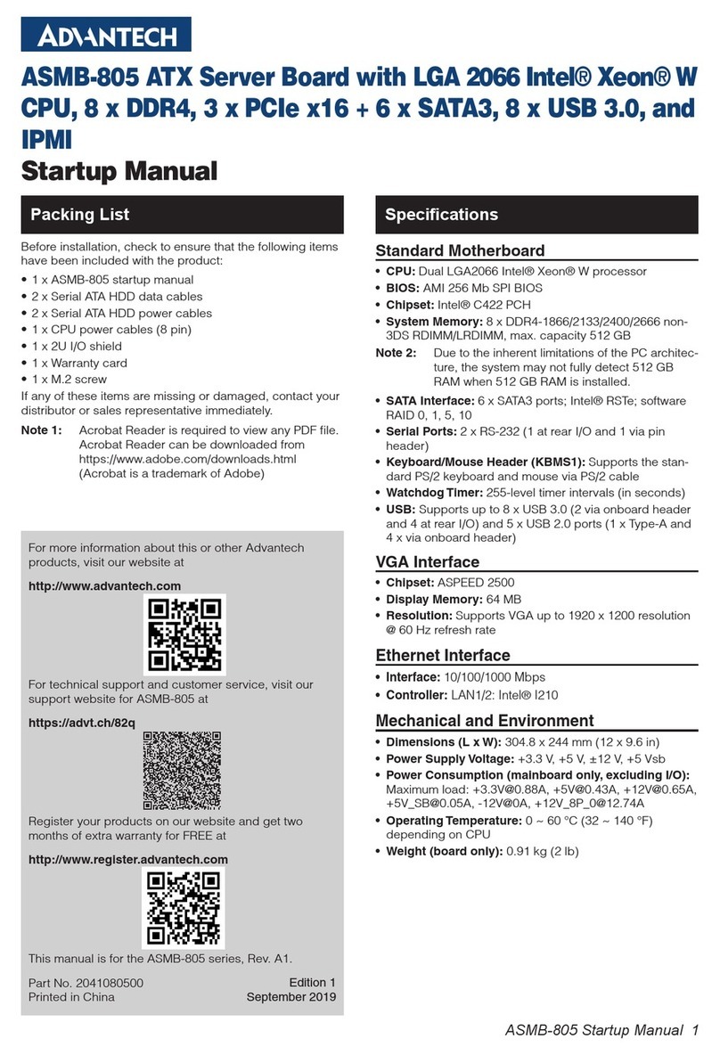 Advantech ASMB-805 Series Startup manual