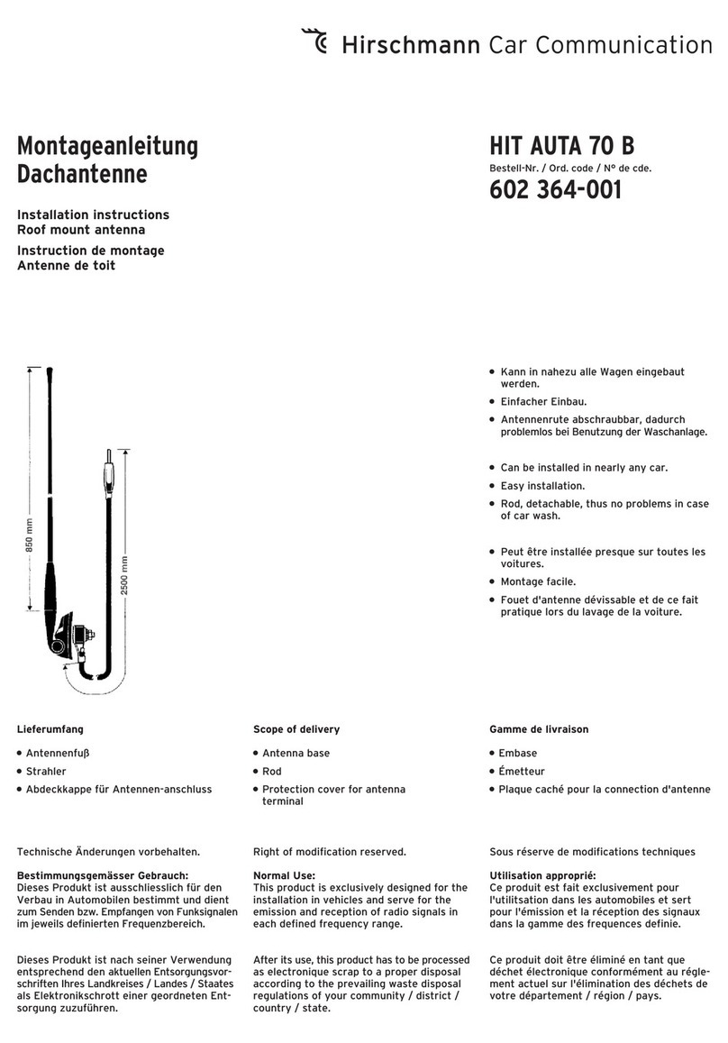 Hirschmann Car Communication HIT AUTA 70 B installation instructions