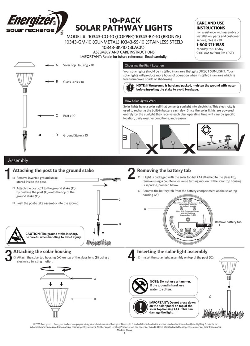 Energizer 10343-CO-10 Assembly and care instructions