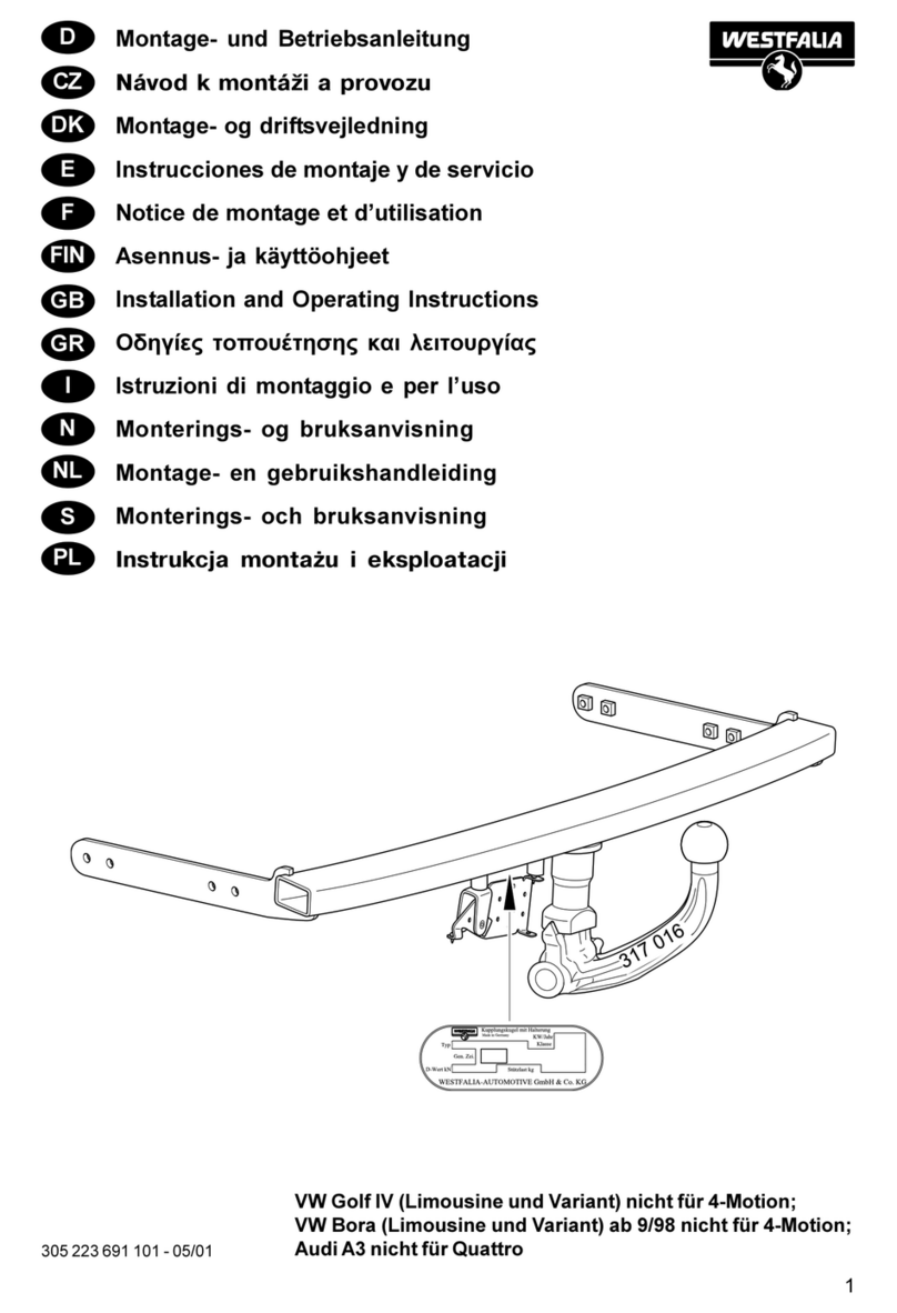 Westfalia 305 223 Installation and operating instructions Westfalia 305 223 Installation and operating instructions