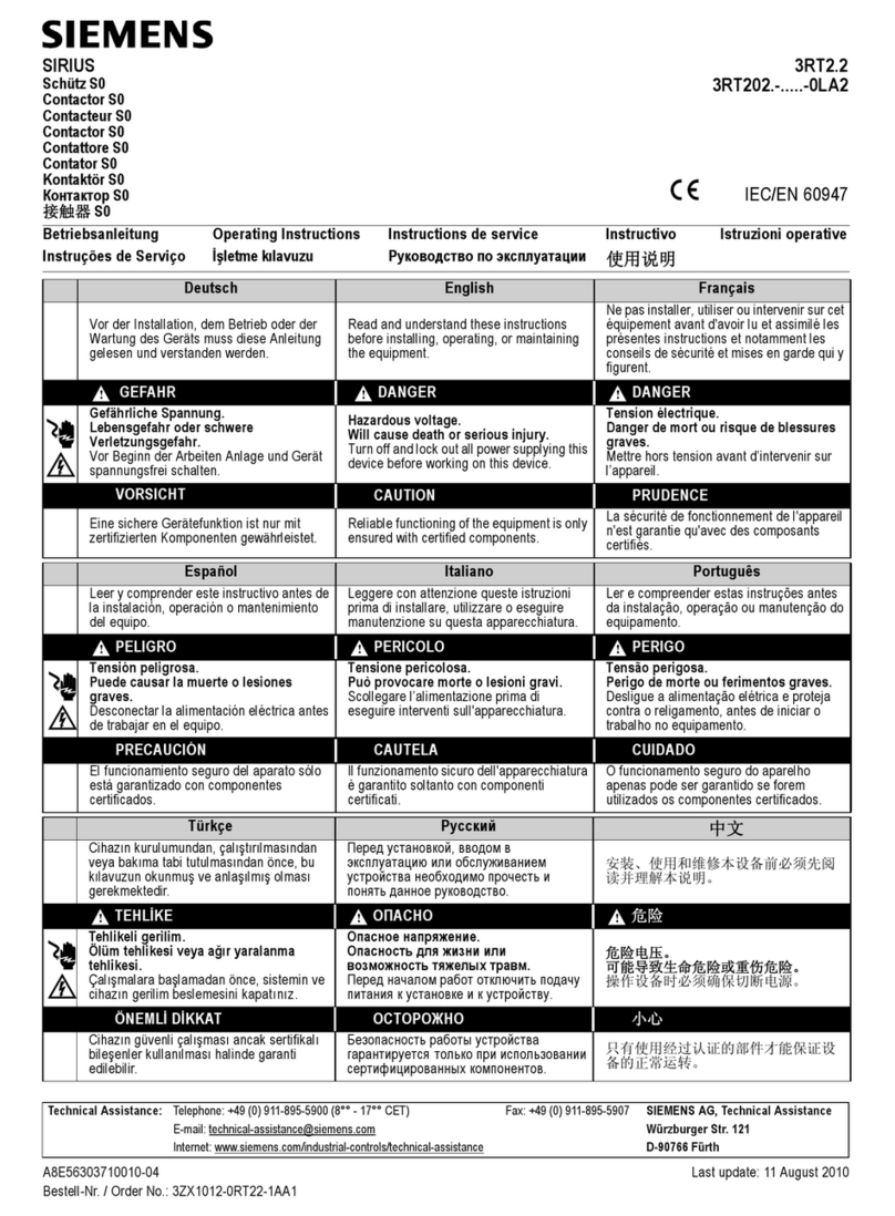 Siemens SIRIUS 3RT202 0LA2 Series User manual