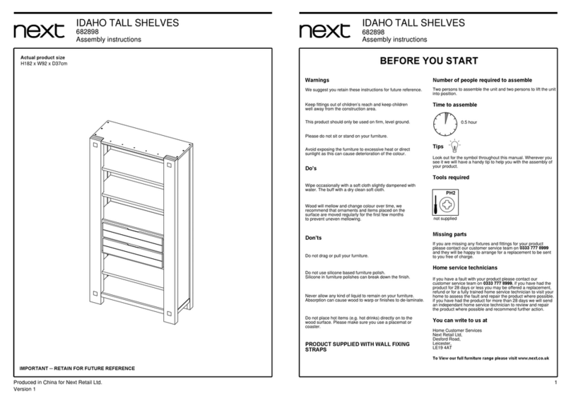 Next IDAHO TALL SHELVES Assembly instructions Next IDAHO TALL SHELVES Assembly instructions