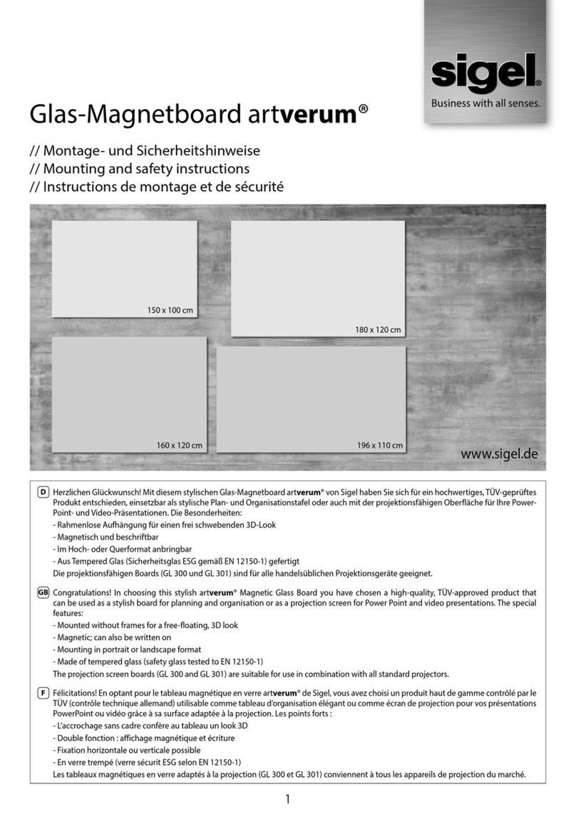 Sigel Glas-Magnetboard artverum Mounting and safety instructions