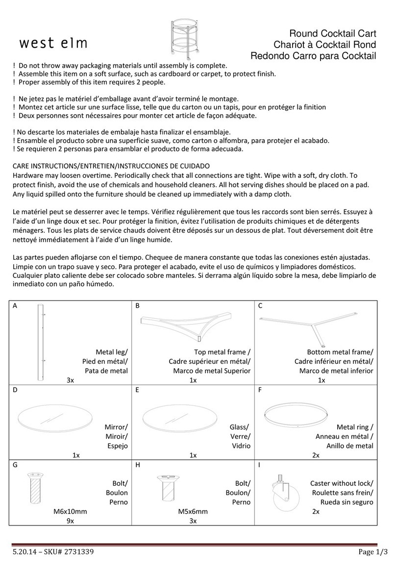 West Elm Round Cocktail Cart 2731339 Assembly instructions