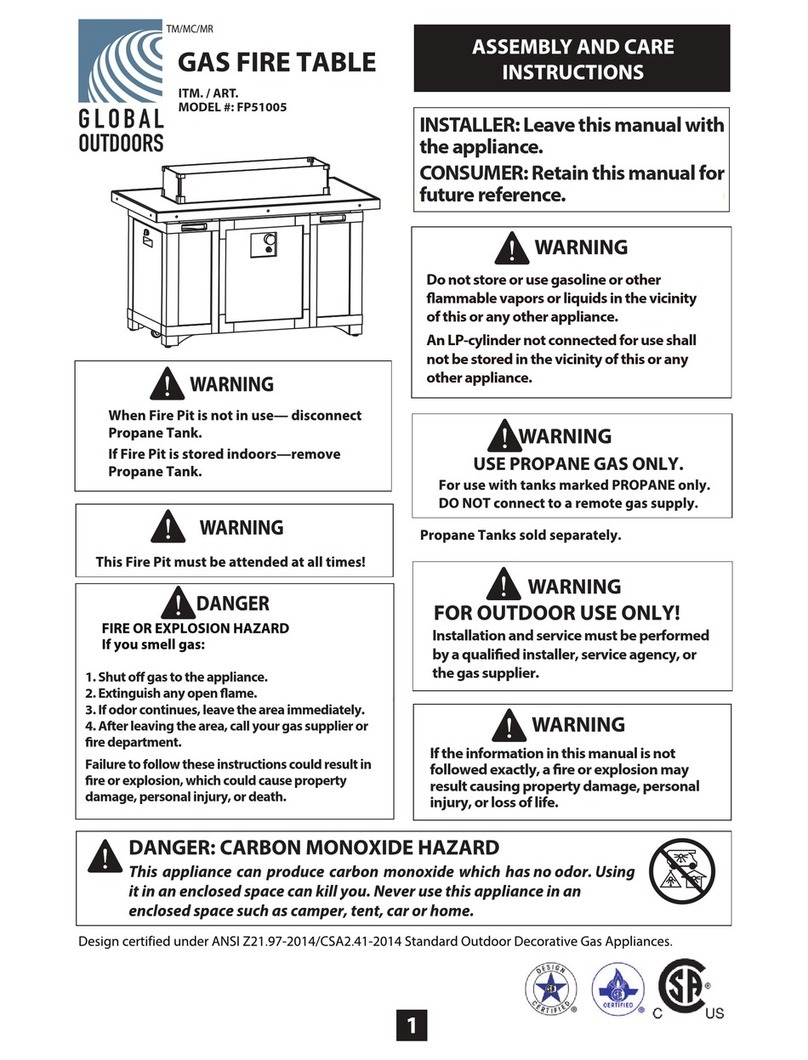 GLOBAL OUTDOORS FP51005 Assembly and care instructions