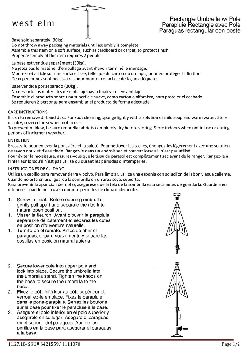 West Elm Rectangle Umbrella w/ Pole 6421559 User manual