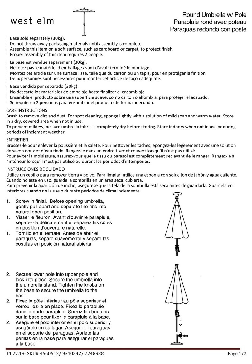 West Elm Round Umbrella w/ Pole 4660612 User manual