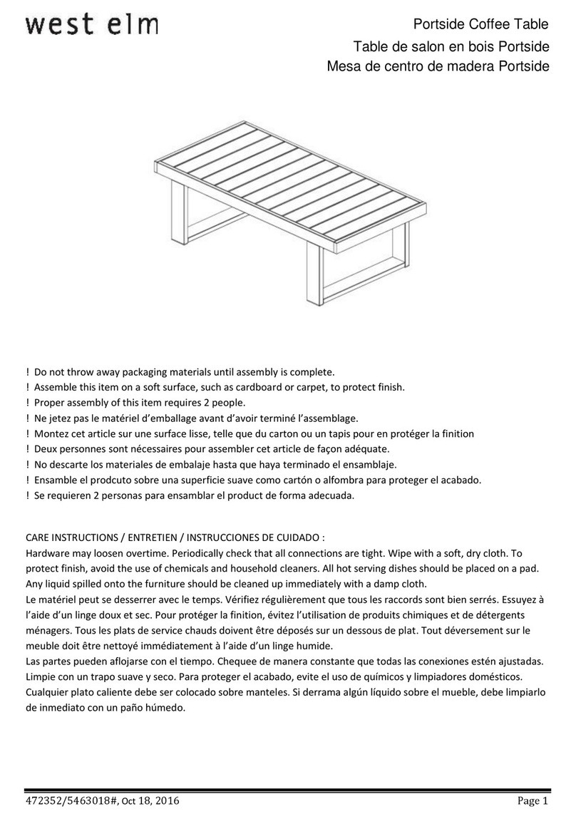 West Elm Portside Coffee Table 472352 User manual