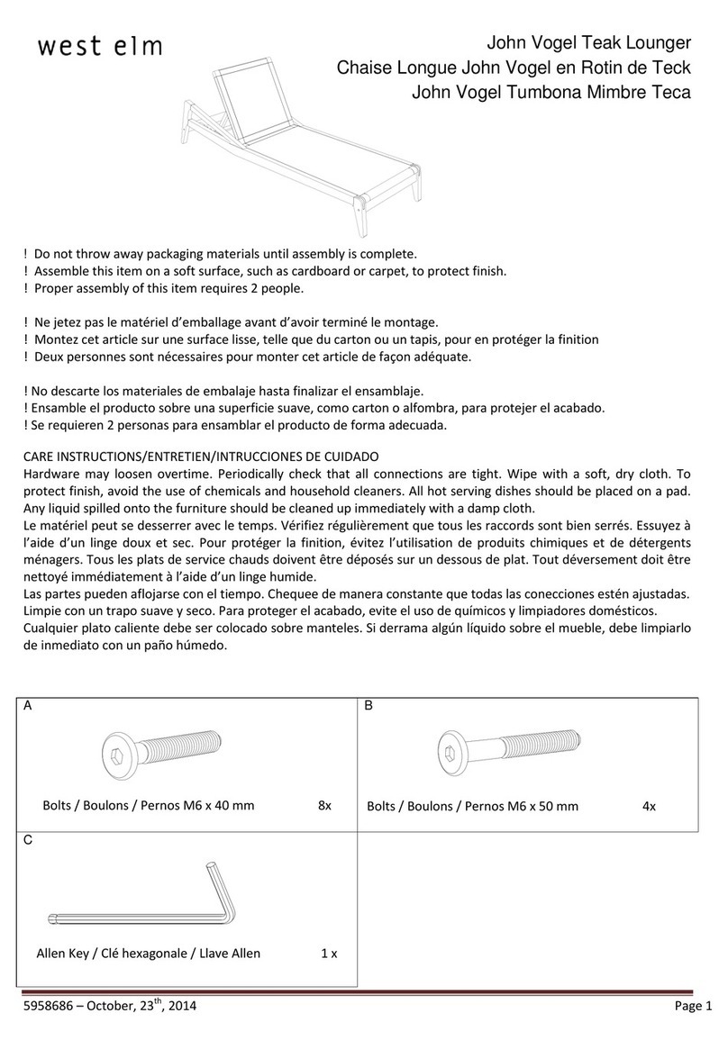 West Elm John Vogel Teak Lounger Assembly instructions
