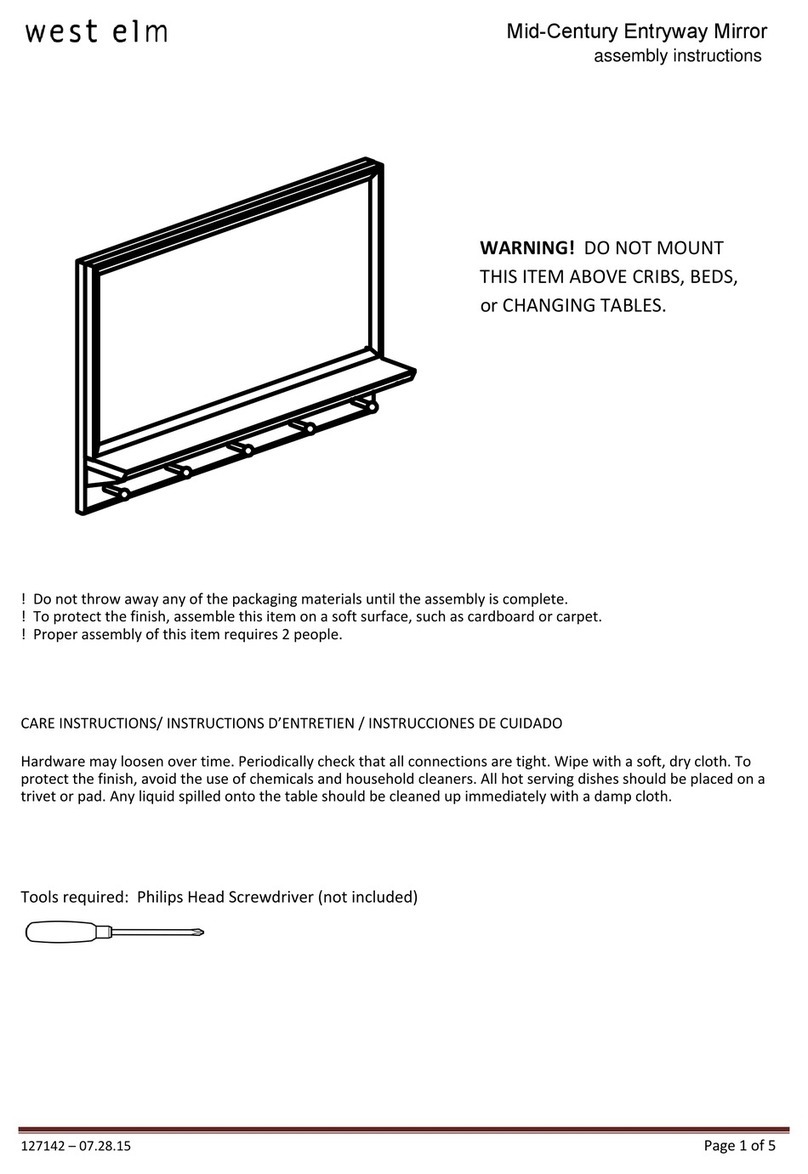 West Elm Mid-Century Entryway Mirror 127142 User manual