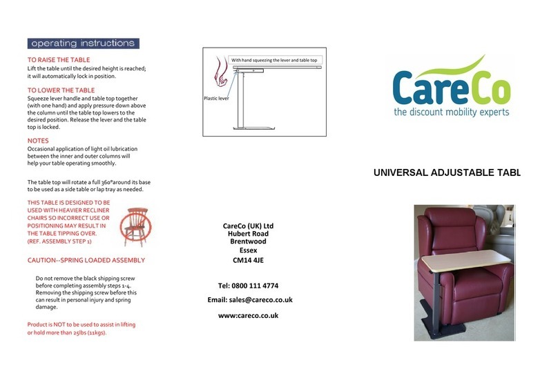 CareCo UNIVERSAL ADJUSTABLE TABLE User manual CareCo UNIVERSAL ADJUSTABLE TABLE User manual