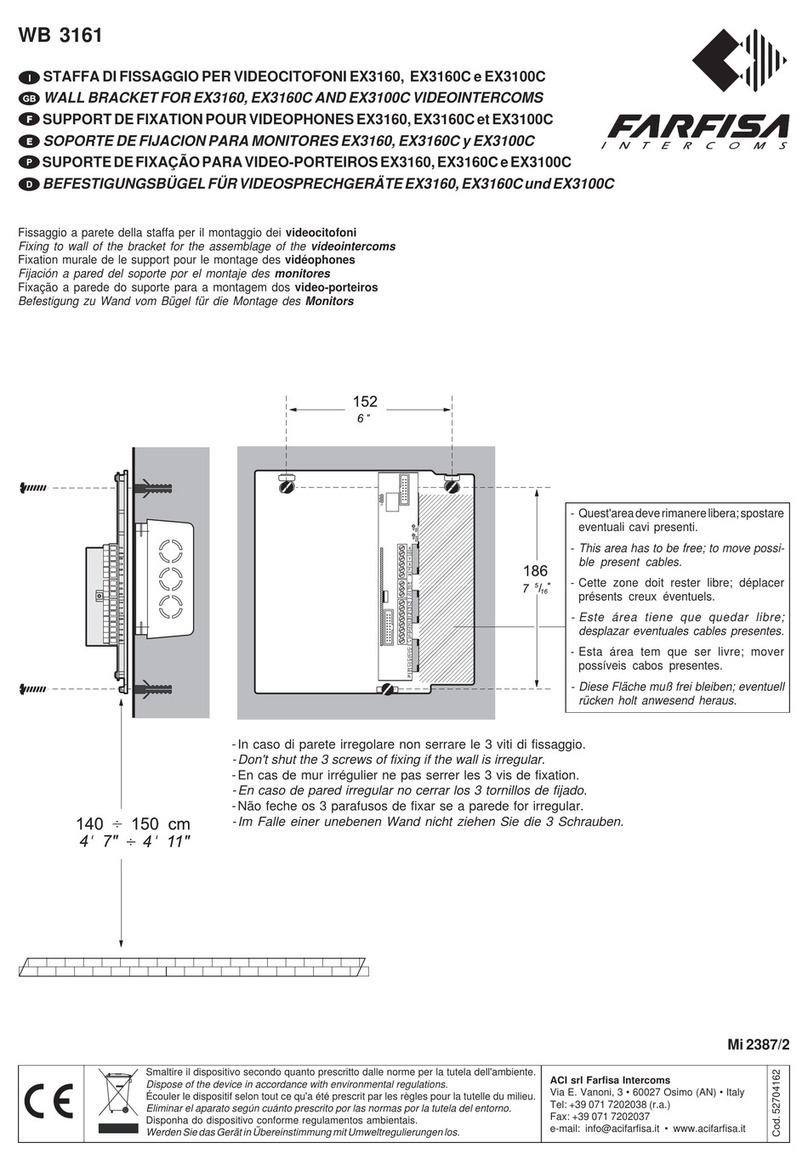 FARFISA INTERCOMS WB 3161 installation instructions