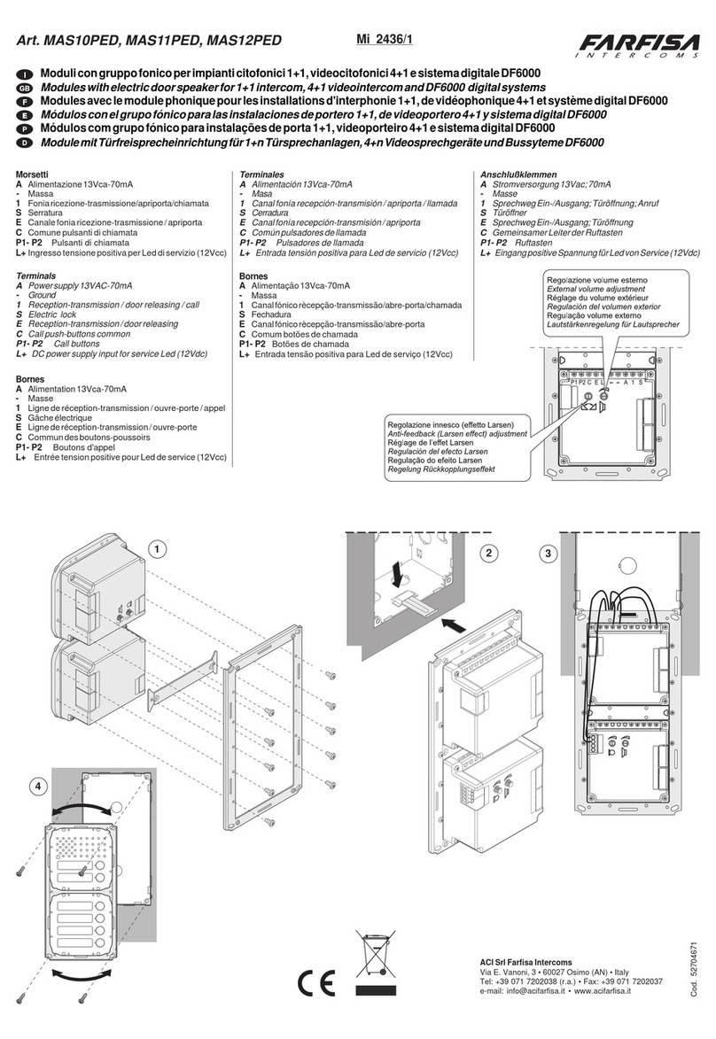 FARFISA INTERCOMS MAS10PED User manual