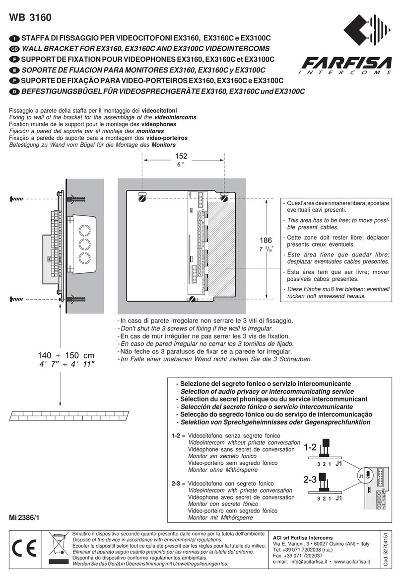 FARFISA INTERCOMS WB 3160 installation instructions
