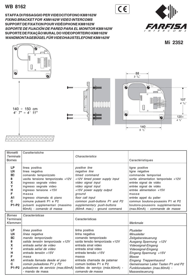 FARFISA INTERCOMS WB 8162 installation instructions FARFISA INTERCOMS WB 8162 installation instructions