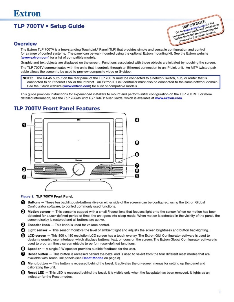 Extron electronics TLP 700TV Setup guide