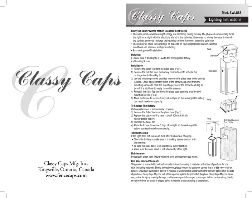 Classy Caps SWL888 Lighting instructions