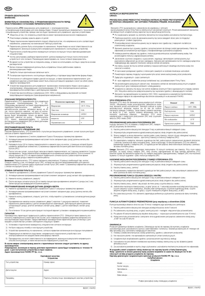 fakro ZTCi User manual