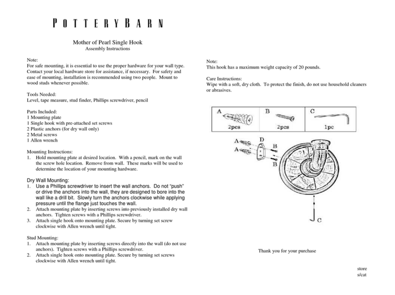 PotteryBarn Mother of Pearl Single Hook User manual