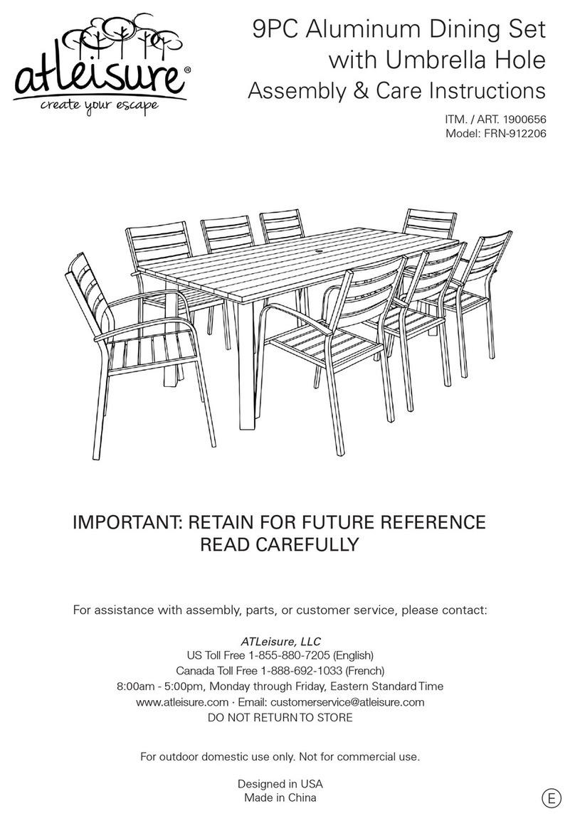 Atleisure 9PC Aluminum Dining Set with Umbrella Hole... Installation guide