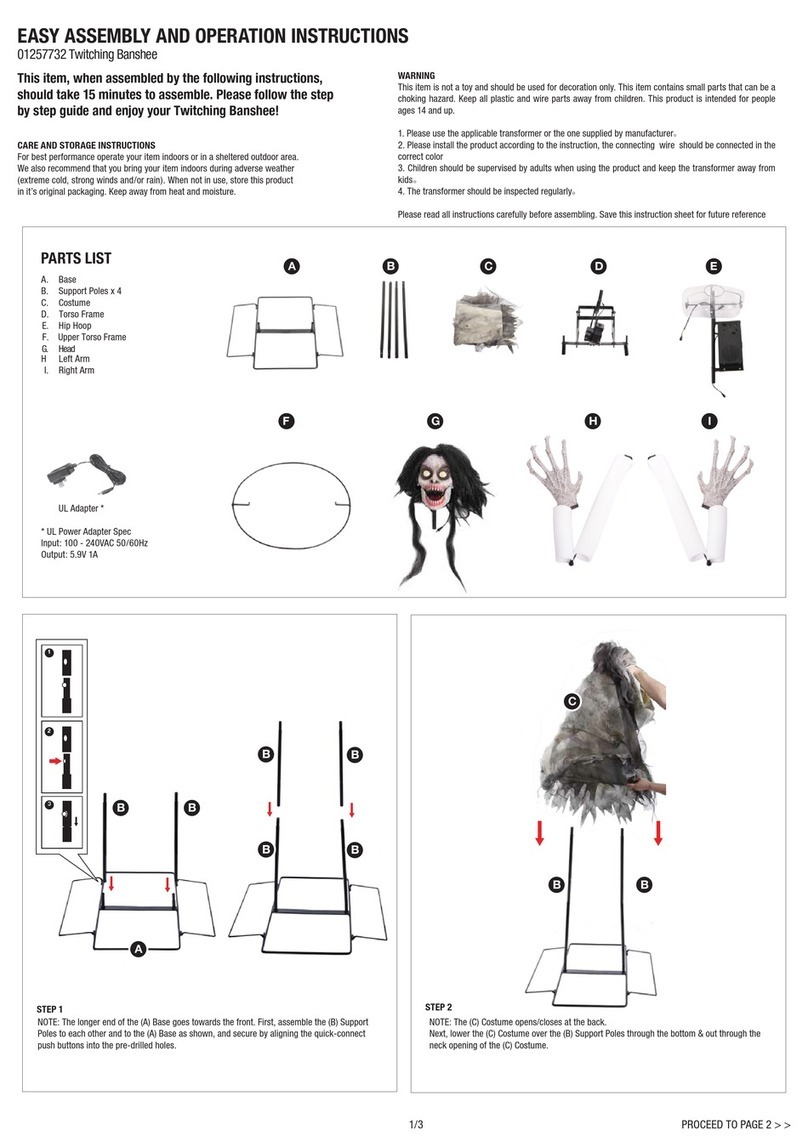 Spirit Halloween Twitching Banshee Easy Assembly and operation instructions