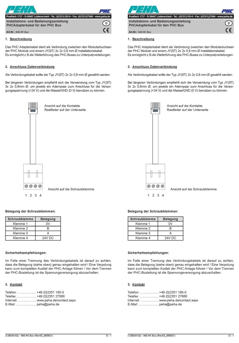 PEHA 940 AK Bus Installation and operating instructions