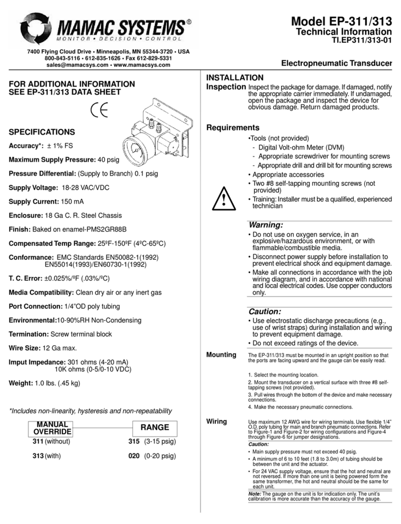 MAMAC SYSTEMS EP-311 Series technical information
