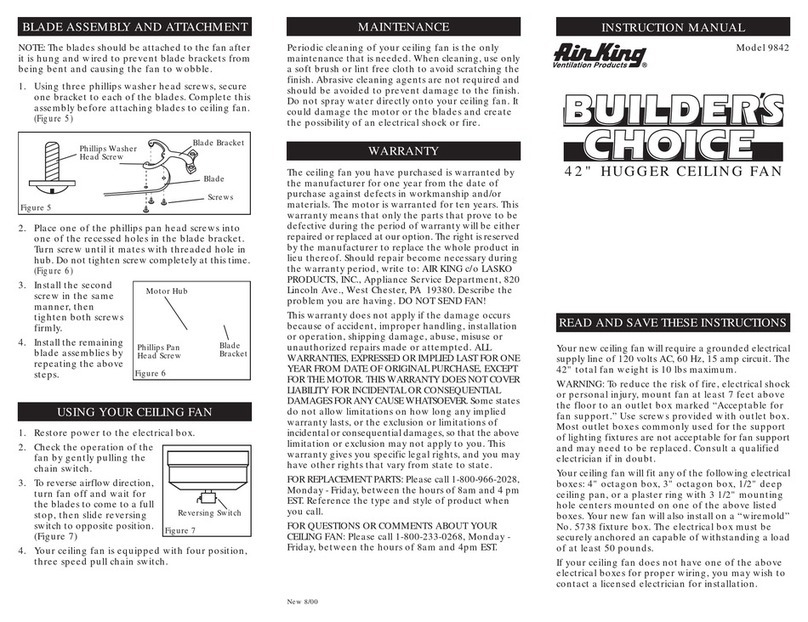 Air King 9842 instruction manual