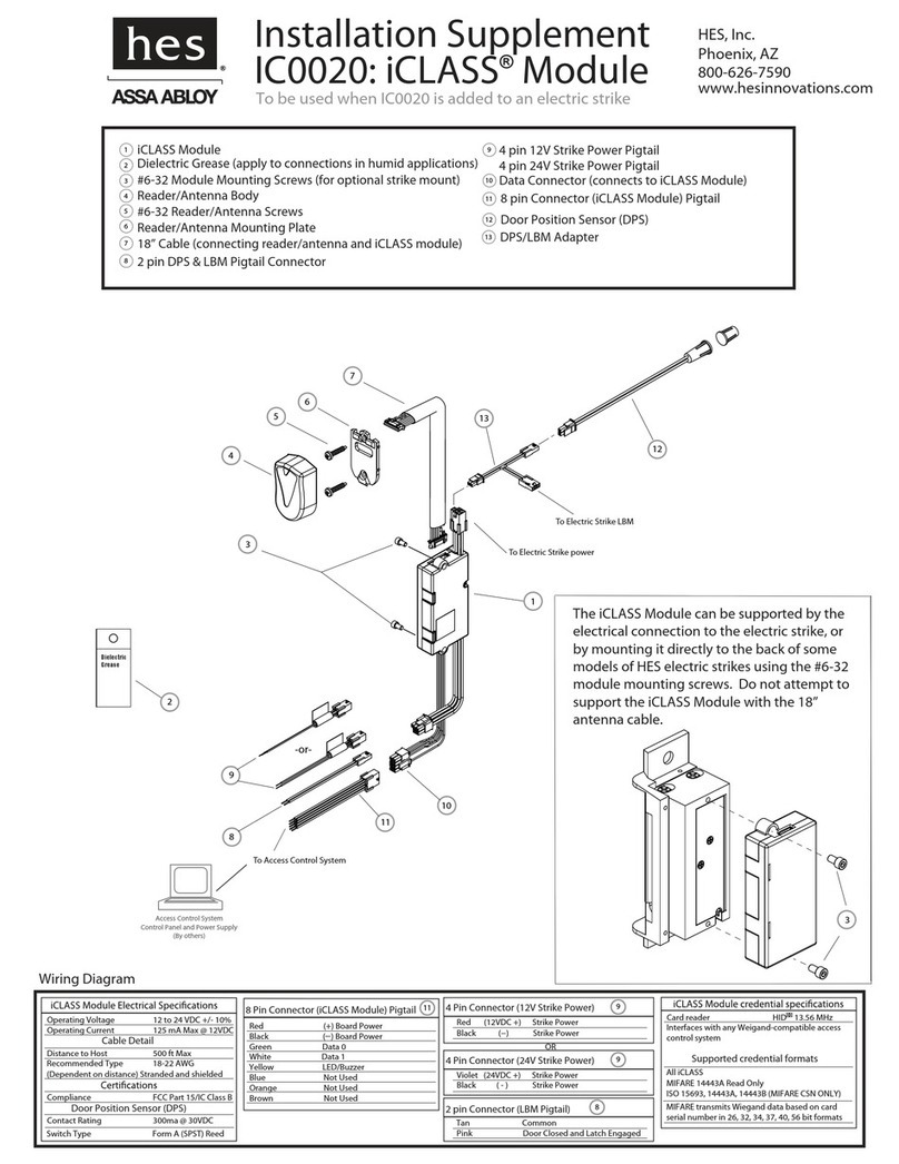 Assa Abloy HES iCLASS IC0020 Installation supplement