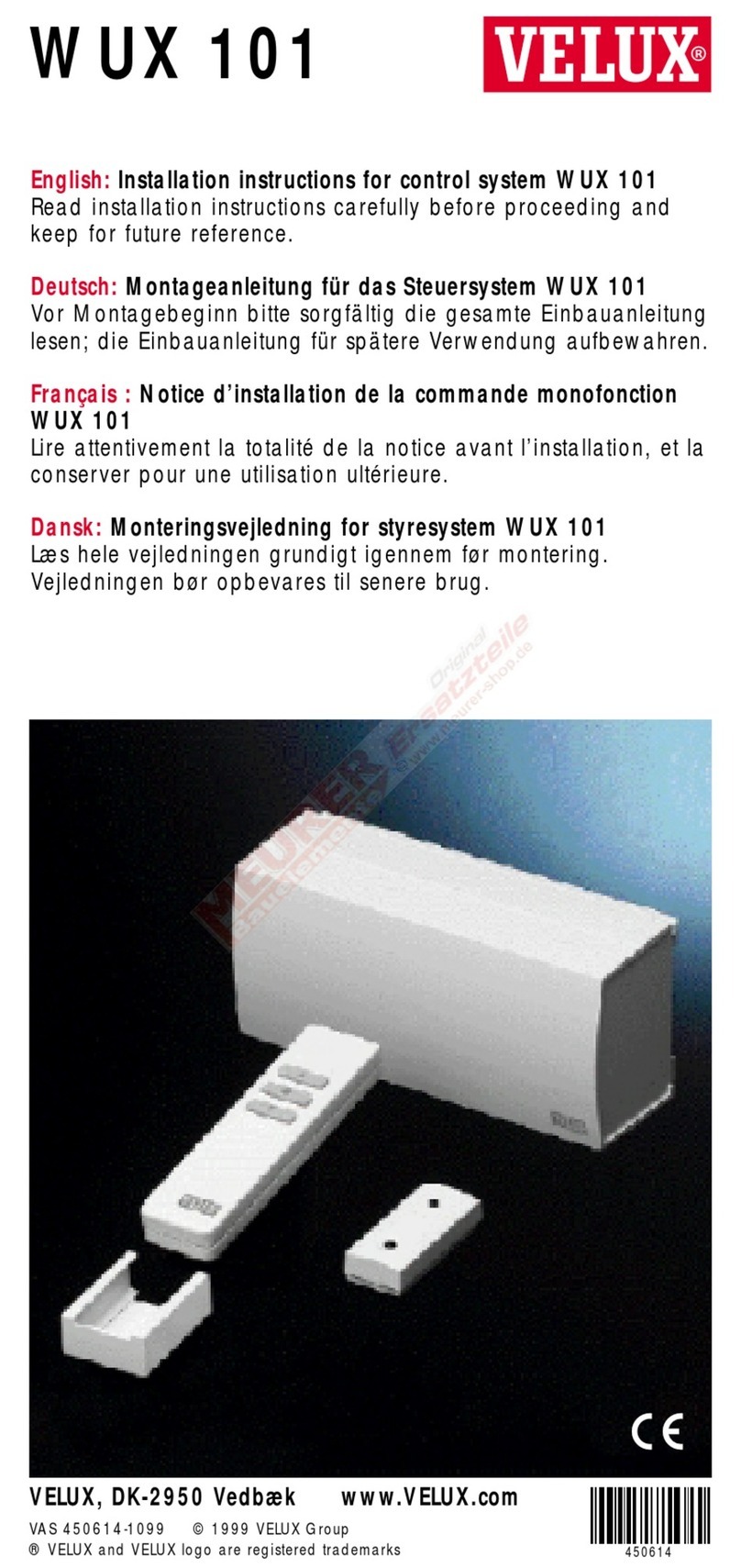 Velux WUX 101 installation instructions Velux WUX 101 installation instructions