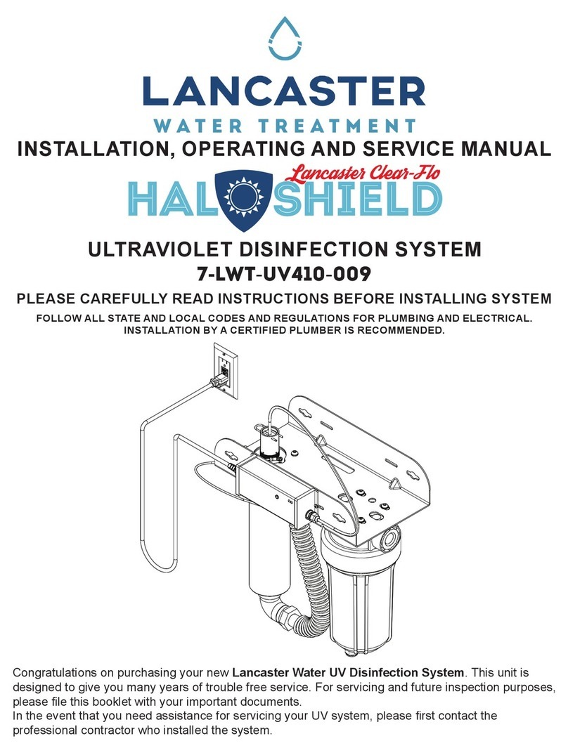 Lancaster Clear-Flo Haloshield 7-LWT-UV410-009 Installation, operating and service manual Lancaster Clear-Flo Haloshield 7-LWT-UV410-009 Installation, operating and service manual
