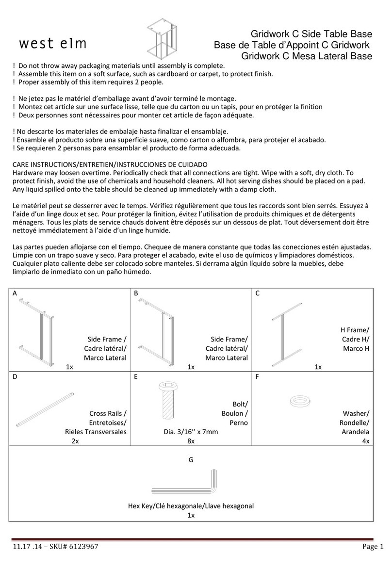 West Elm Gridwork C Side Table Base 6123967 User manual